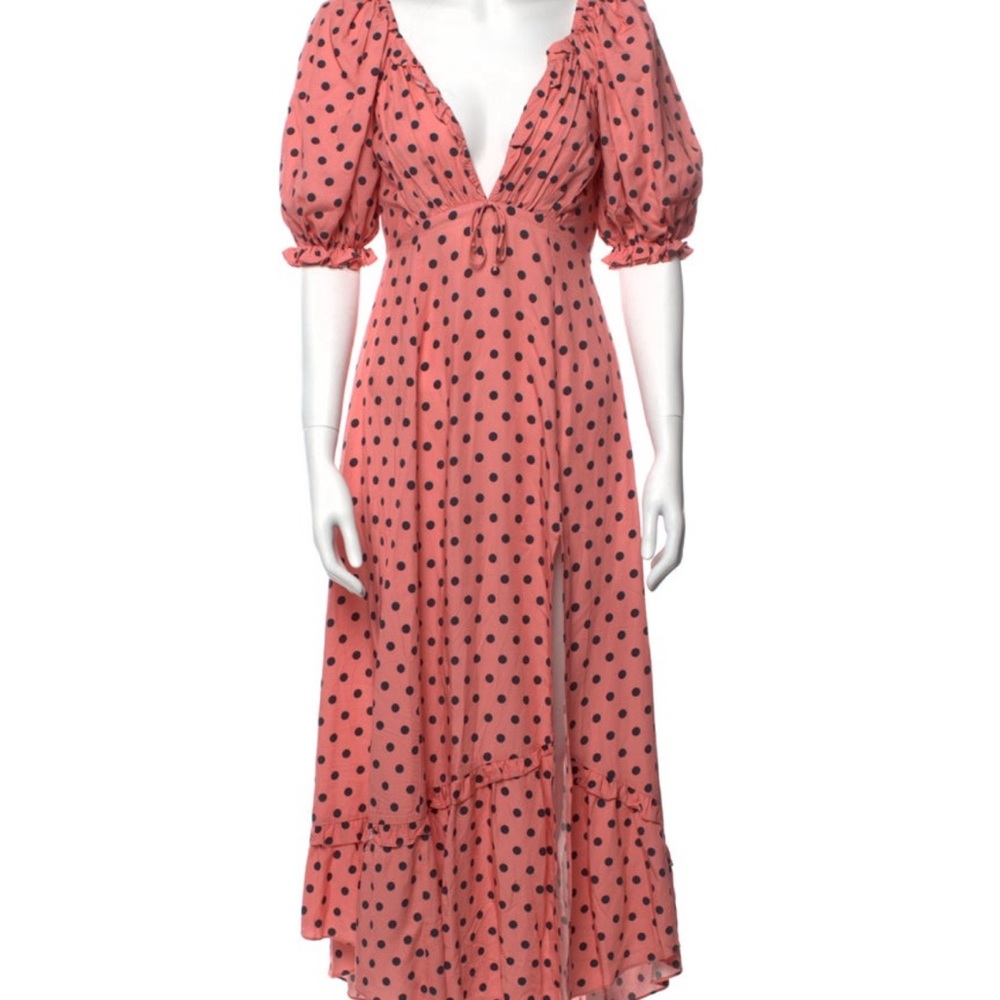 For Love And Lemons Pink Ruffled Tiered Maxi Dress